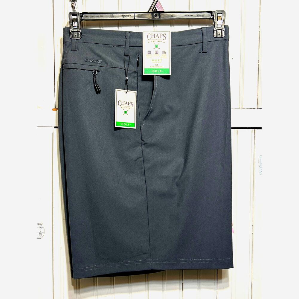 NWT CHAPS Big Men's Classic Golf Shorts Gray Charcoal Size 44 Slim Fit 9" Inseam